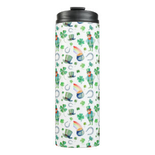 Garrafa Térmica Teste padrão do dia de St Patrick da aguarela