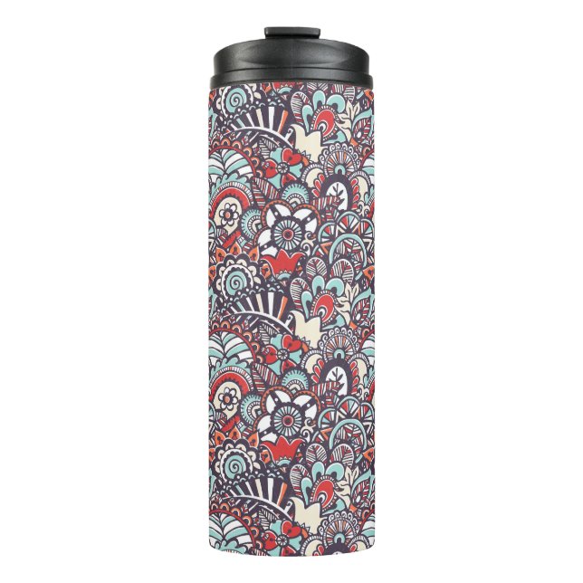 Garrafa Térmica Teste padrão floral do Doodle de Paisley (Frente)