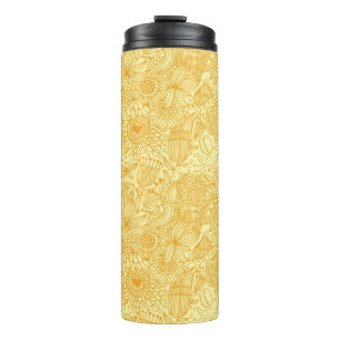 Garrafa Térmica Teste padrão floral do verão em cores mornas