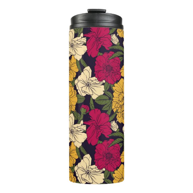 Garrafa Térmica Teste padrão floral elegante (Frente)