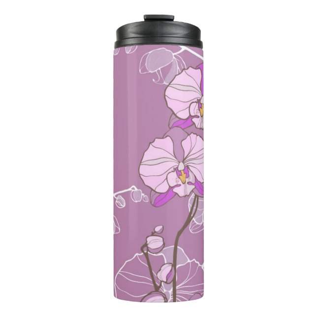 Garrafa Térmica Teste padrão roxo da orquídea (Frente)