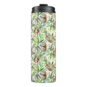 Garrafa Térmica Teste padrão tropical da preguiça da aguarela