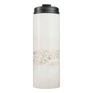 Garrafa Térmica Têxteis florais brancos e castanhos