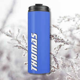 Garrafa Térmica Texto branco azul real mínimo elegante personaliza