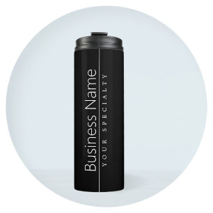 Garrafa Térmica Texto Branco Simples e Elegante sobre Preto