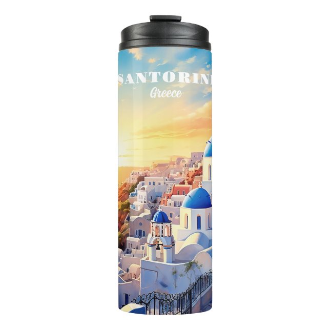 Garrafa Térmica Texto personalizado Grécia Santorini Sunset (Frente)