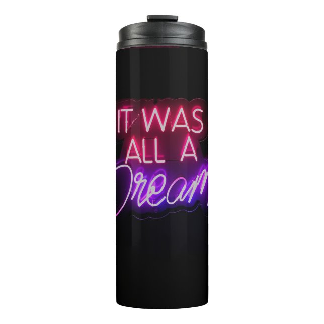 Garrafa Térmica Texto Rosa Púrpura Arte Era Tudo Um Sinal De Sonho (Frente)