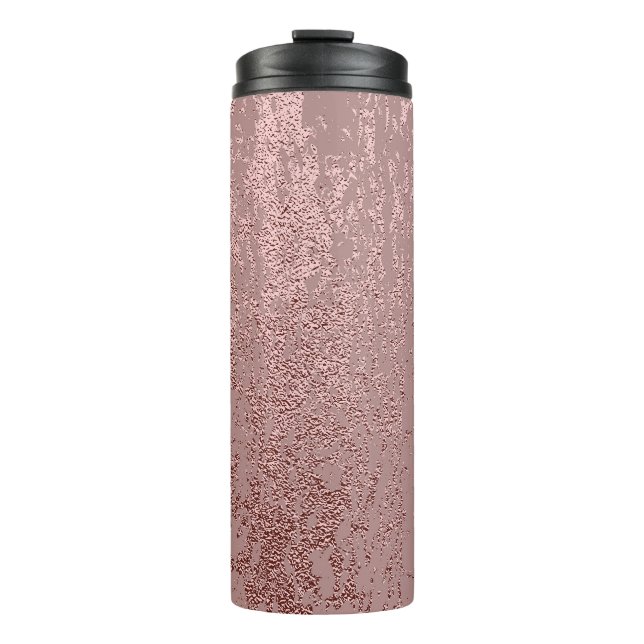 Garrafa Térmica Textura de ouro metálico, quartzo rosa. (Frente)