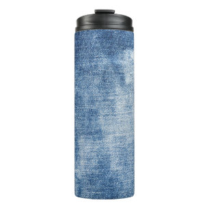Garrafa Térmica Textura Denim: Furos Enroscados.