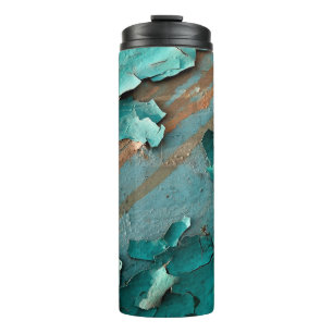 Garrafa Térmica Textura metálica com arranhões e fissuras, um