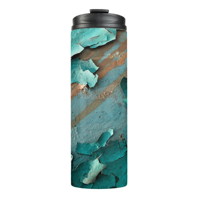 Garrafa Térmica Textura metálica com arranhões e fissuras, um (Frente)