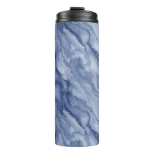 Garrafa Térmica Textura Orgânica Tipo Mármore Azul-Navy