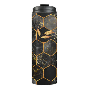 Garrafa Térmica Textura uniforme de hexágono mármore com folhas