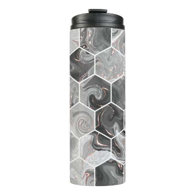 Garrafa Térmica Textura uniforme de hexágono mármore com padrão do (Frente)