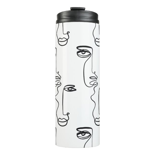 Garrafa Térmica Texture with abstract faces. One continuous line p (Frente)