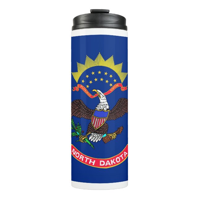 Garrafa Térmica Thermal Tumbler com bandeira de Dakota do Norte, E (Frente)