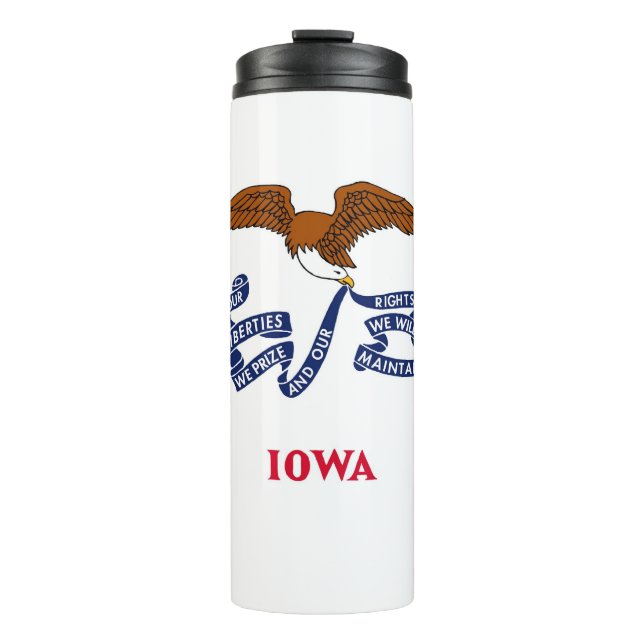 Garrafa Térmica Thermal Tumbler com bandeira de Iowa, EUA (Frente)