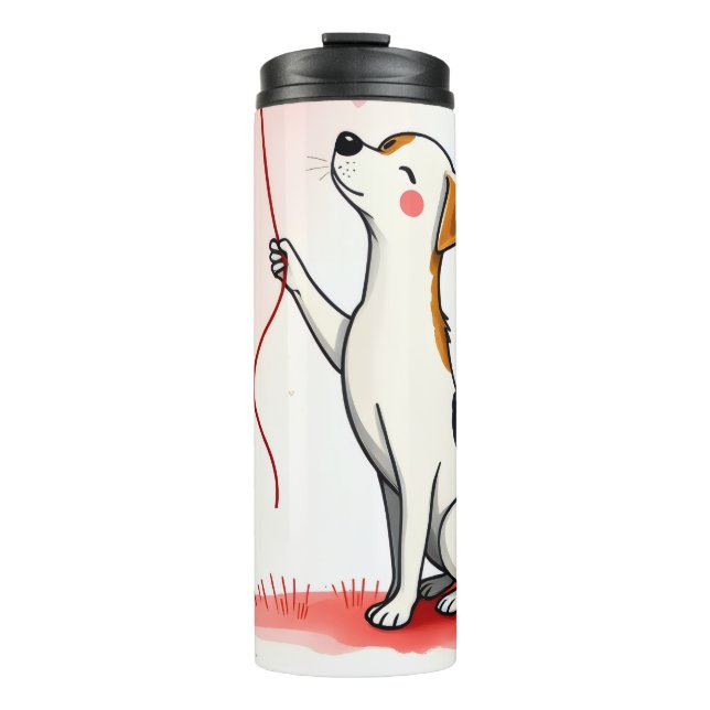 Garrafa Térmica Thermal Tumbler Dog Puppy Red Hearts (Frente)
