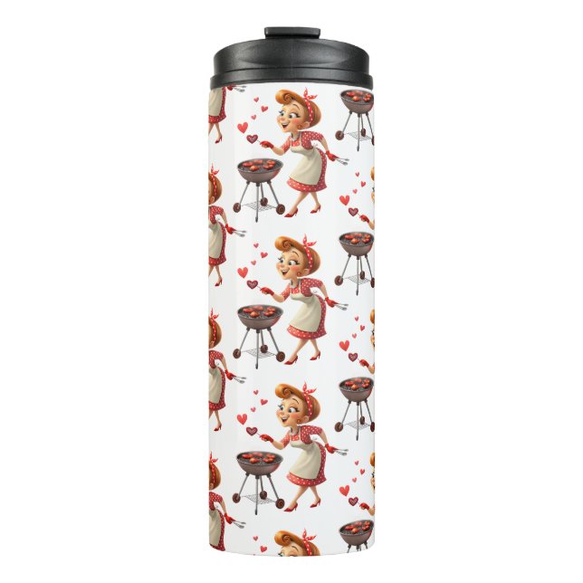 Garrafa Térmica Thermal Tumbler Lady Cooking Red Hearts (Frente)