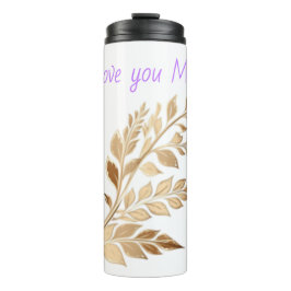 Garrafa Térmica Thermal Tumbler with Leaf Motif and Mother’s Day Q