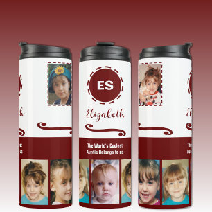 Garrafa Térmica Tia adiciona um nome para a colagem fotográfica de