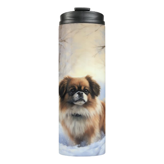 Garrafa Térmica Tibetan Spaniel Deixe Nevar Natal  (Frente)