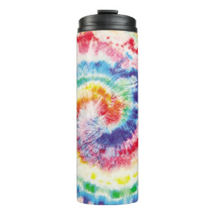 Garrafa Térmica Tie Dye Swirl. Padrão de Tiedye Invisível. Tecido