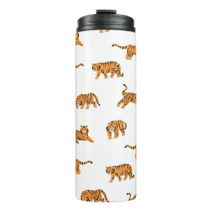 Garrafa Térmica Tigre Japonês: Vintage Doodle Seamless