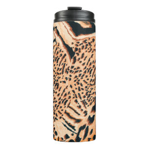 Garrafa Térmica Tigre sem costura, leopardo e onça-pintada. Texto