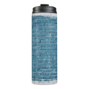 Garrafa Térmica Tijolos de cinza pintados em azul
