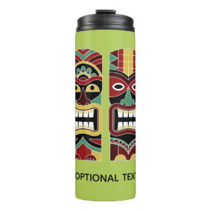 Garrafa Térmica Tiki legal Totems texto personalizado e tumbler de