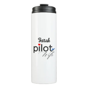 Garrafa Térmica Tipografia de Esposa de Piloto & Avião Simples,Min
