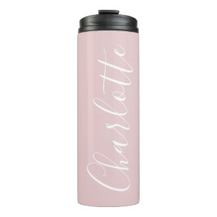 Garrafa Térmica Tipografia de Roteiro Chic Personalizado Rosa Meni