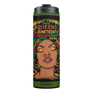 Garrafa Térmica Tipografia Motivacional de Mulher Negra Moderna