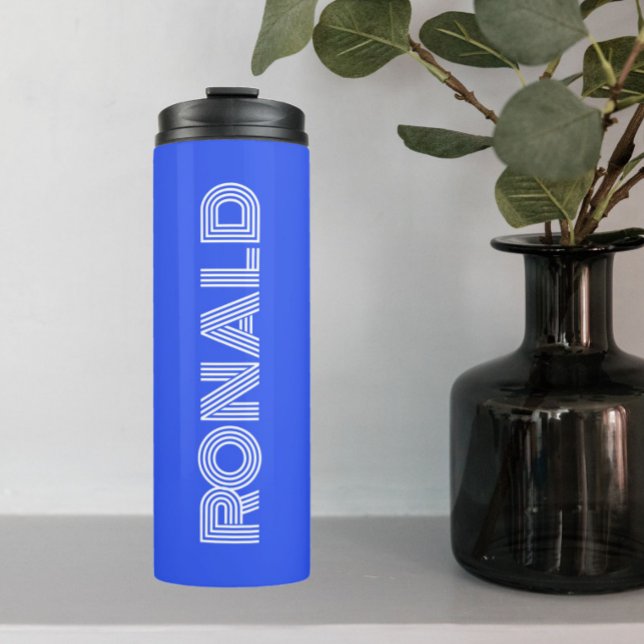 Garrafa Térmica Tipografia Real Azul Moderna Personalizada (In Situ)