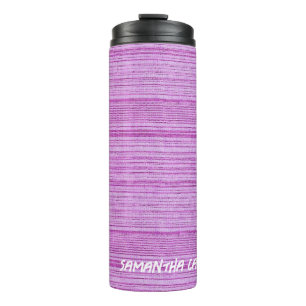 Garrafa Térmica Tiras cor-de-rosa com nome personalizado