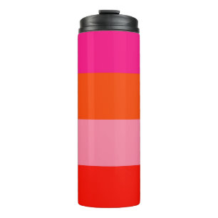 Garrafa Térmica Tiras cor-de-rosa-quente e laranja-claro