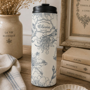 Garrafa Térmica Toalete Botânico de Pássaros Personalizado Francês