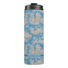 Garrafa Térmica Tóile de jouy azul-de-turquesa