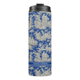 Garrafa Térmica Tóile de jouy azul-escura, em vigor, impressa