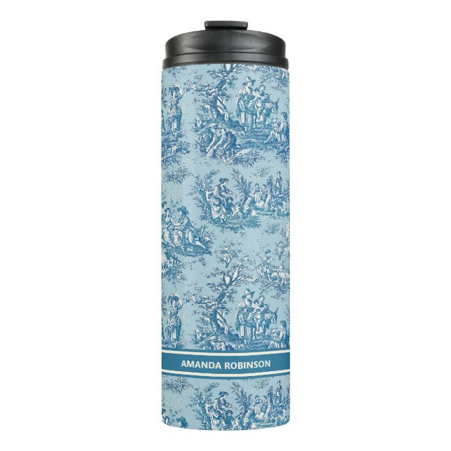 Garrafa Térmica Tóile de jouy azul-vegetação (Frente)