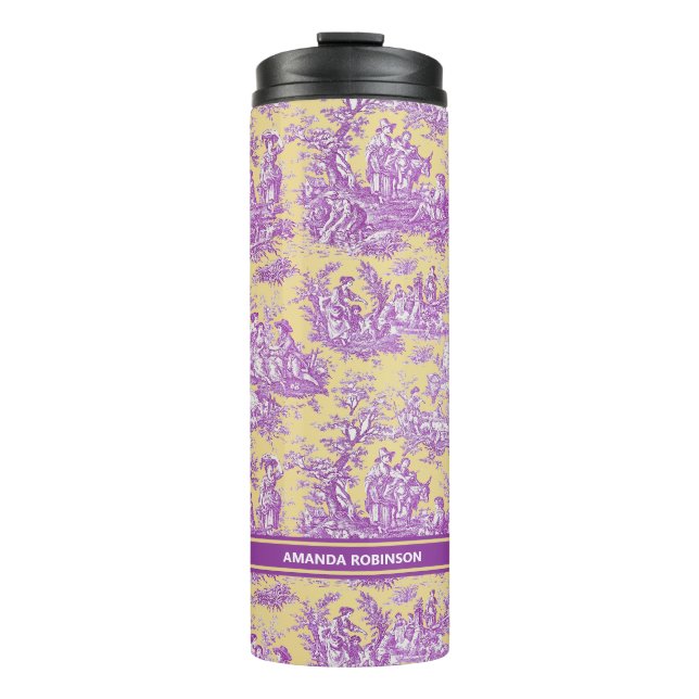 Garrafa Térmica Tóile de jouy, roxo, de jouy, impresso (Frente)