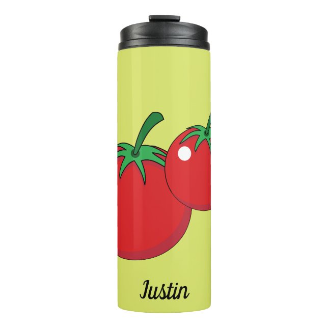 Garrafa Térmica Tomate Vermelho | Adicione seu nome ou texto (Frente)