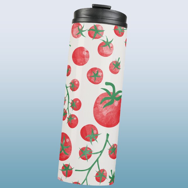 Garrafa Térmica Tomate Watercolor Mediterrâneo (Fun tomato watercolor pattern art thermal tumbler water bottle)