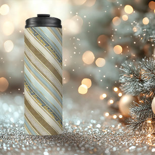 Garrafa Térmica Tons da Terra Padrão Dourado de Natal nº 28 ID1009