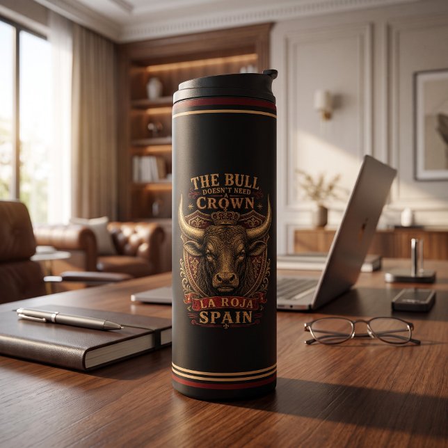 Garrafa Térmica Torcida de Futebol Vintage Espanha Touro La Roja (Spanish heritage meets everyday style. The La Roja Bull Thermal Tumbler for work and travel.)