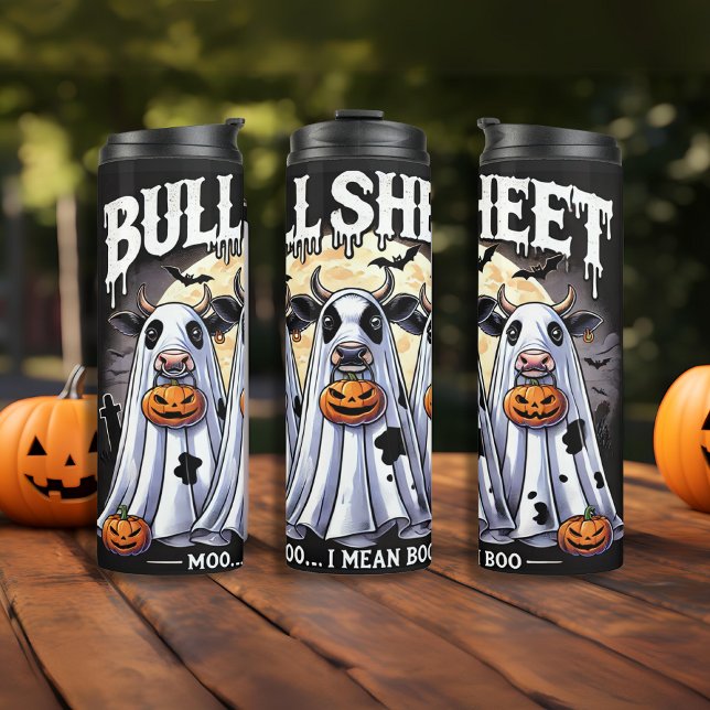 Garrafa Térmica Touro De Halloween / Touros Engraçados (Halloween Bull Sheet / Bulls Funny Thermal Tumbler)