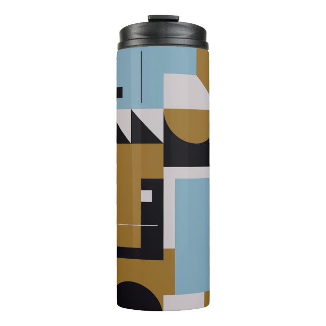 Garrafa Térmica Trabalho de arte de composição Bauhaus feito com a (Frente)