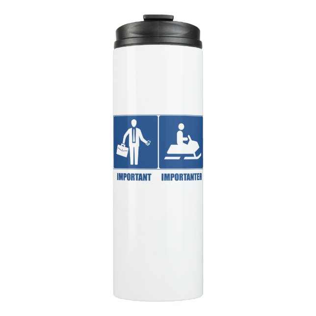 Garrafa Térmica Trabalho É Importante, Mobilidade A Neve É Importa (Frente)