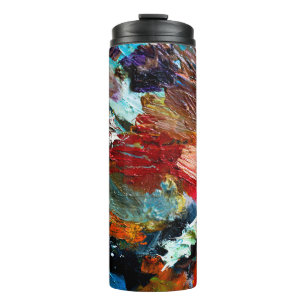 Garrafa Térmica traçados multicoloridos de tinta a óleo no artista